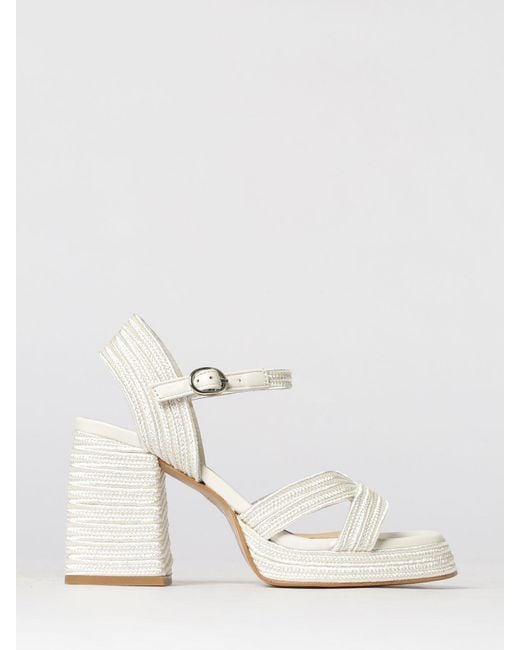 Castaner White Woven Jute Sandals