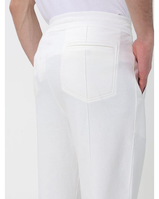 Brunello Cucinelli White Cotton Blend Jogging Trousers for men