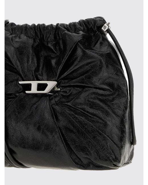DIESEL Black Draped Leather Scrunch-D Bag