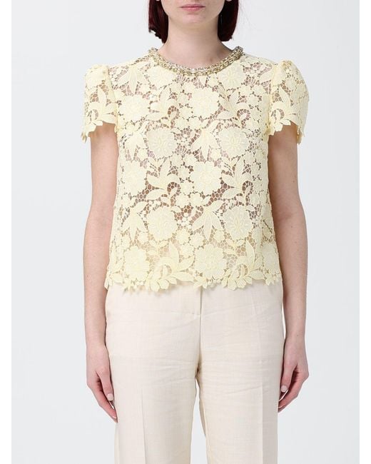 Self-Portrait Natural Lace Top With Rhinestones