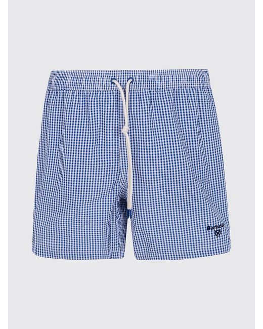 Barbour Blue Checkered Polyester Boxer Swim Trunks for men