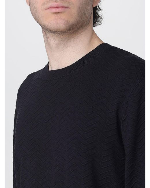 ARMANI EXCHANGE Blue Jacquard Viscose Crew Neck Jumper for men