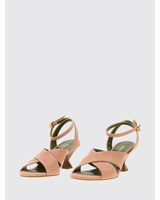 MARIA LUCA Natural Osanna Suede Sandals With Cone Heel And Ankle Strap