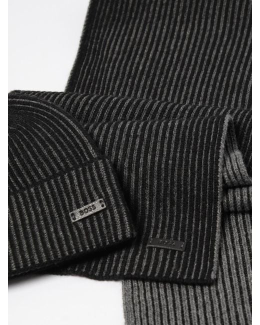Set Sciarpa + Cappello di Boss in Black da Uomo