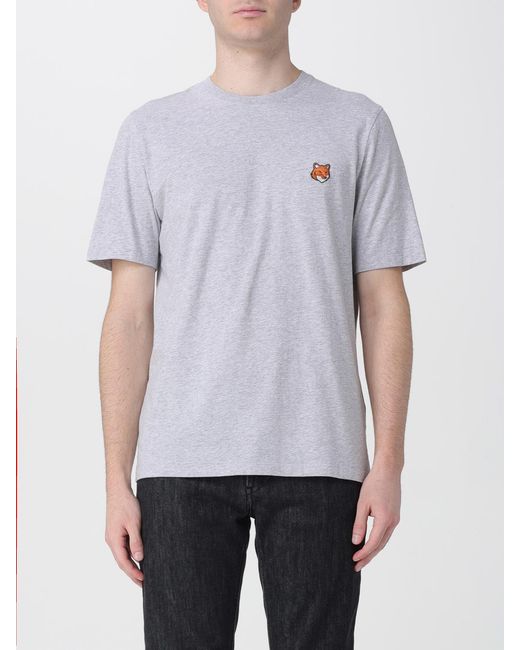 Maison Kitsuné Gray Maison KitsunÉ Cotton T-Shirt With Logo for men