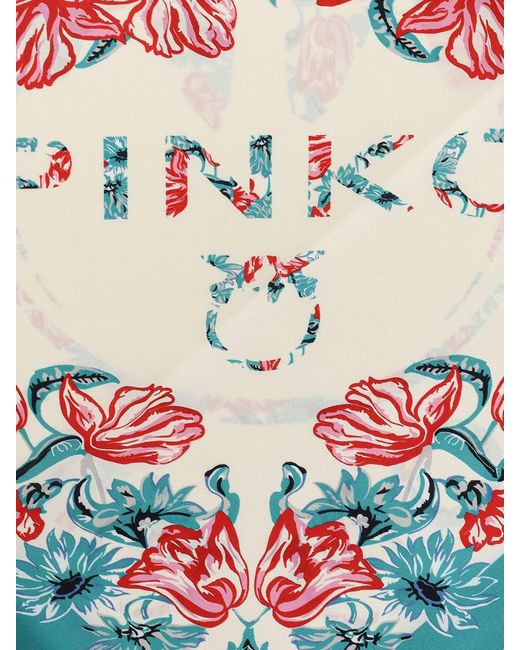 Pinko Blue Swing Floral Print Twill Scarf