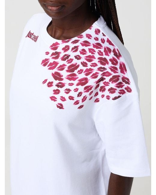 Just Cavalli White Printed Cotton T-Shirt