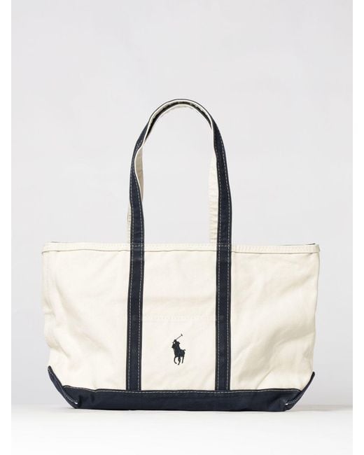 Polo Ralph Lauren White Cotton Canvas Bag With Embroidered Logo for men