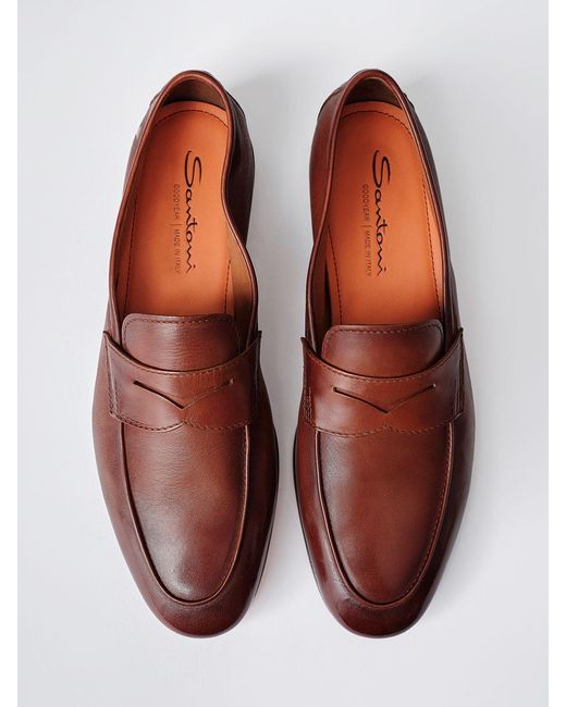 Santoni Brown Loafers for men