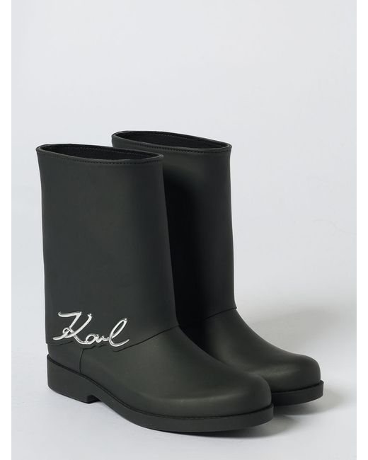 Karl Lagerfeld Black Flat Ankle Boots