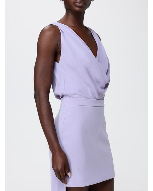 Elisabetta Franchi Purple Asymmetric Viscose Dress