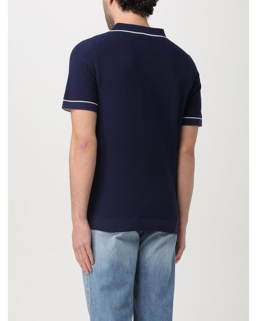 Peuterey Blue Knit Polo Shirt Short Sleeves for men