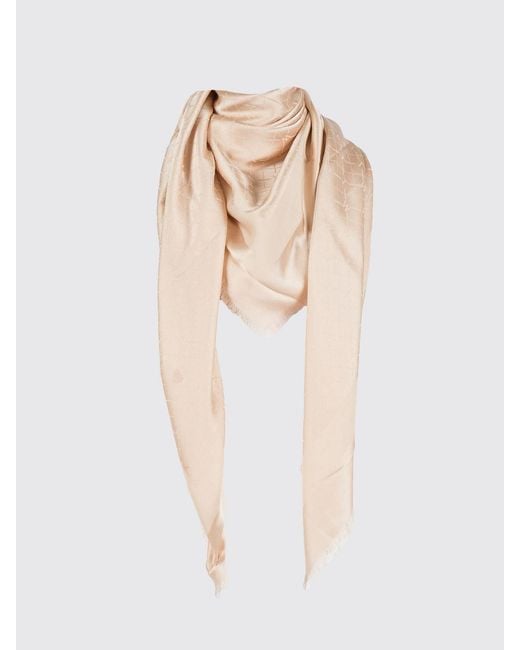 Twinset Natural Jacquard Logo Polyester Blend Scarf