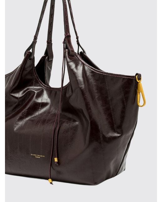 Gianni Chiarini Black Dua Cowhide Leather Shoulder Bag With Double Handle