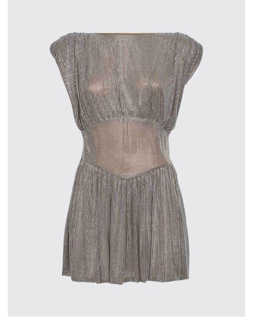 GIUSEPPE DI MORABITO Metallic All-Over Rhinestone Metal Mesh Mini Dress