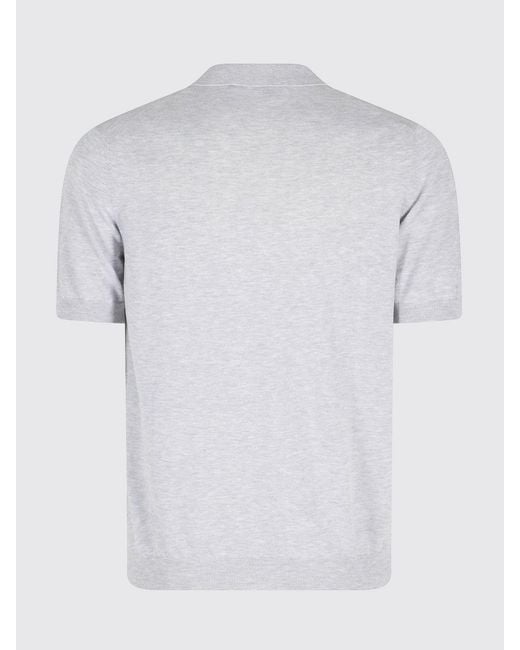 Tagliatore Gray Cotton Knit Polo Shirt for men
