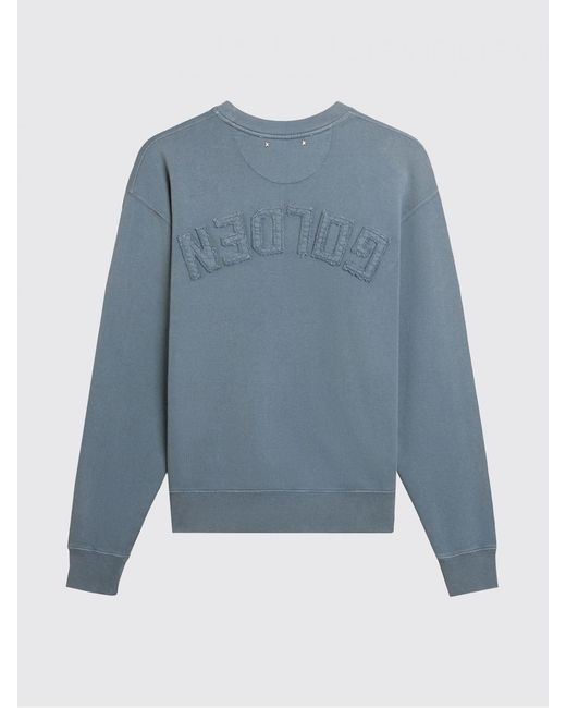Golden Goose Deluxe Brand Blue Cotton Crew Neck Sweatshirt With Logo for men
