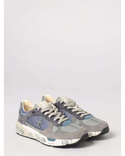 Premiata White Mase Suede And Canvas Sneakers for men