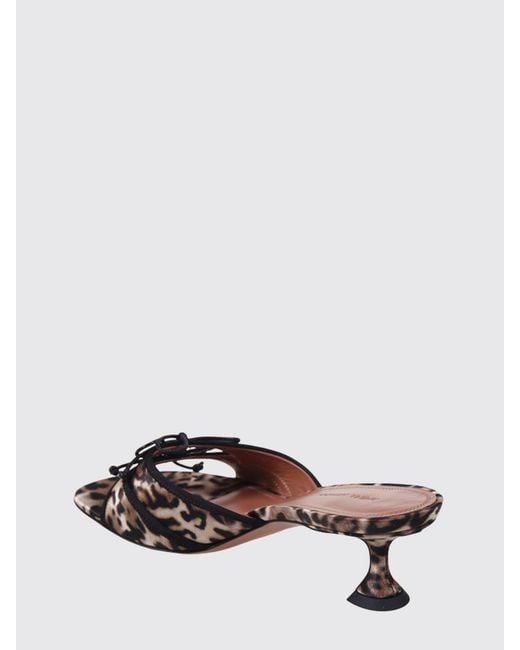 AMINA MUADDI Brown Eleonora Animalier Satin Mules With A Low Spool Heel