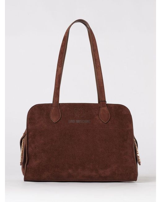 Love Moschino Brown Faux Suede Bag