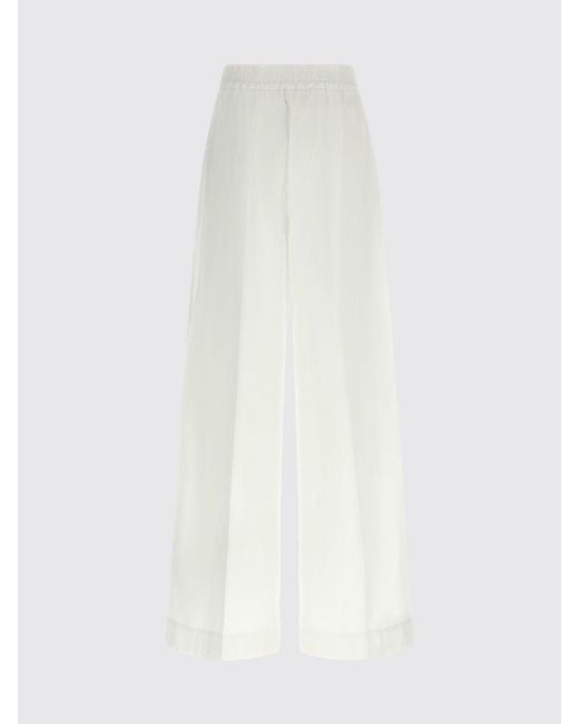 P.A.R.O.S.H. White High-Waisted Cotton Wide-Leg Palazzo Trousers P.A.R.O.S.H. With Drawstring