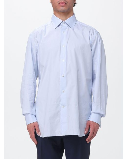 Zegna Blue Classic Stretch Poplin Shirt for men