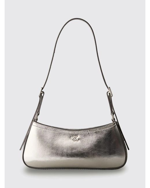 Calvin Klein White Glossy Synthetic Leather Bag
