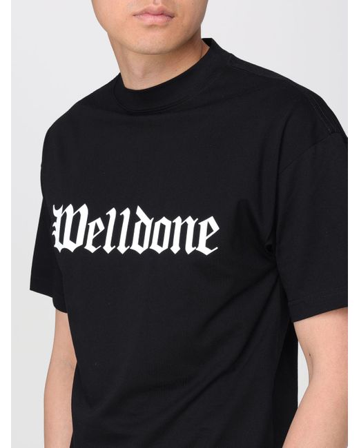 T-shirt in cotone con logo di we11done in Black da Uomo