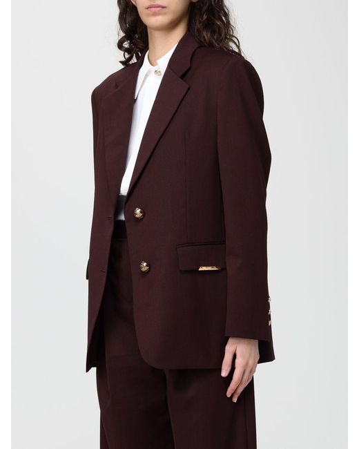 Elisabetta Franchi Purple Virgin Wool Blend Single-Breasted Blazer