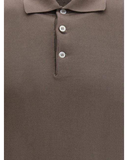 Brunello Cucinelli Gray Knit Polo Shirt for men