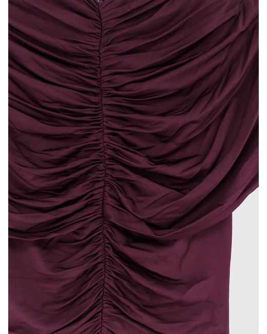 Self-Portrait Purple Draped V-Neck Jersey Maxi Dress