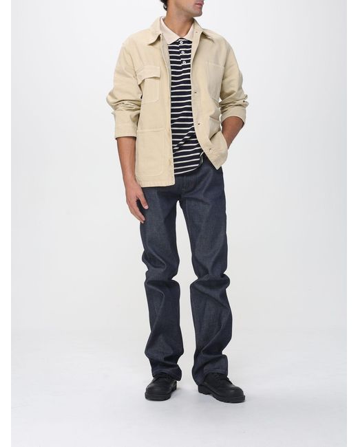 A.P.C. Blue Striped Organic Cotton Polo Shirt for men