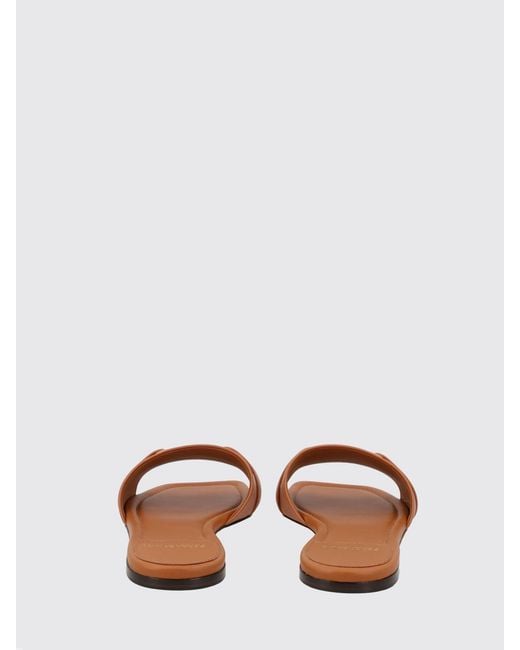 Ferragamo Brown Gancini Smooth Flat Slide Sandals With Open Square Toe And Logo