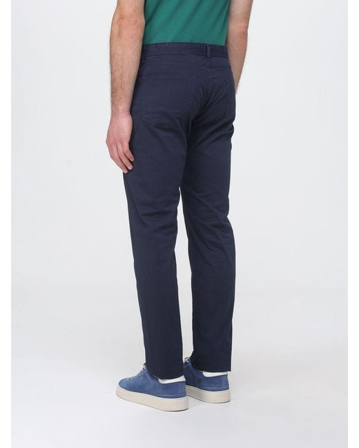 Brooksfield Blue Cotton Slim Fit Trousers for men