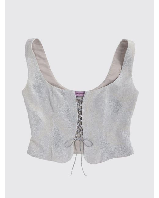 MACCAPANI Gray Metallic Glitter Cotton Blend Top