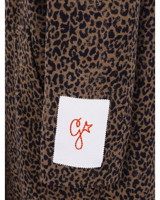 Golden Goose Deluxe Brand Brown Animal Print Single-Breasted Long Coat