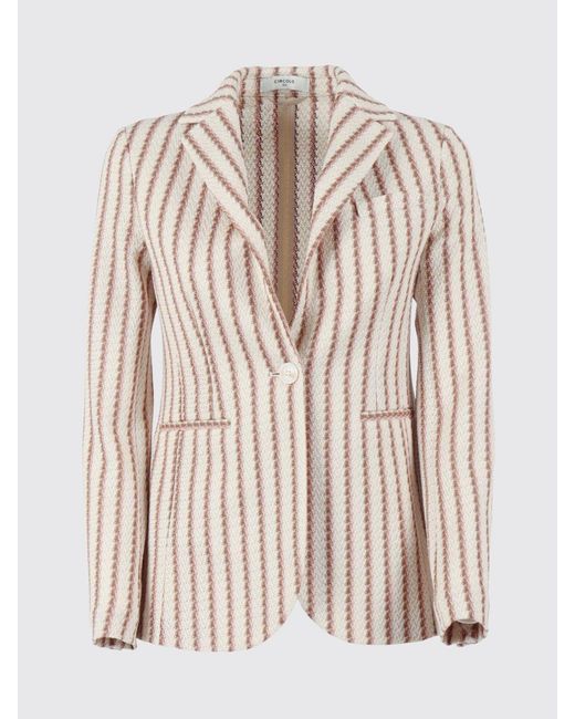 Circolo 1901 Natural Striped Cotton Single-Breasted Blazer