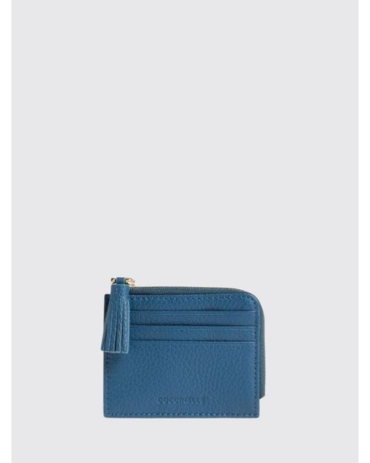 Coccinelle Blue Tassel Grained Leather Credit Card Holder