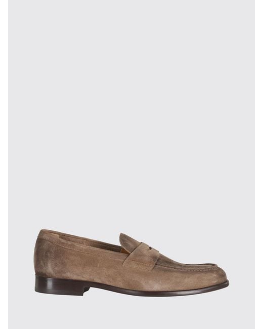 Doucal's Brown Penny Aged Suede Loafers for men