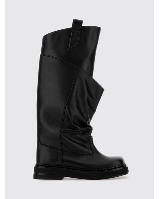 The Attico Black Robin Draped Leather Boots