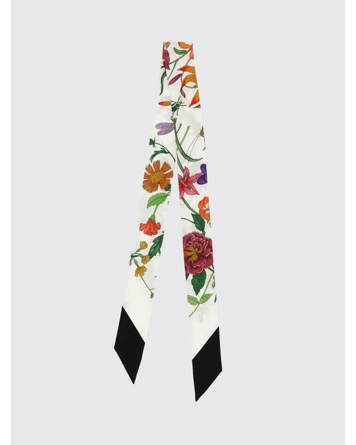 Gucci White Floral Print Silk Bandeau