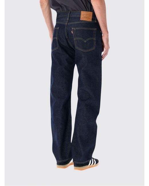 Levi's Blue 555 Straight Mid-Rise Cotton Denim Jeans for men