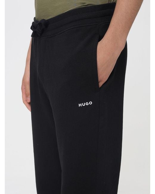 HUGO Black Cotton Jogging Trousers for men