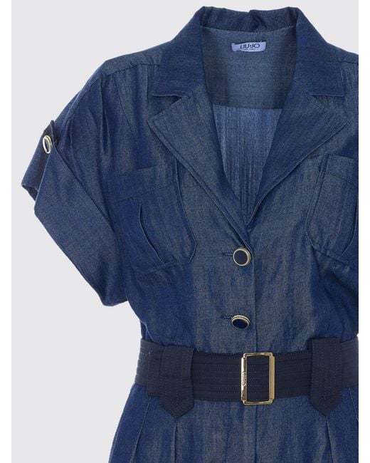 Liu Jo Blue Lyocell Jumpsuit