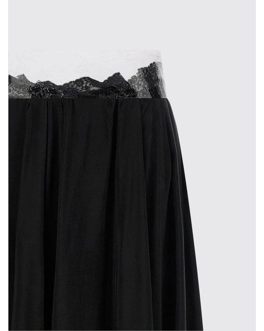 Maison Margiela Blue Cupro Skirt With Lace Details