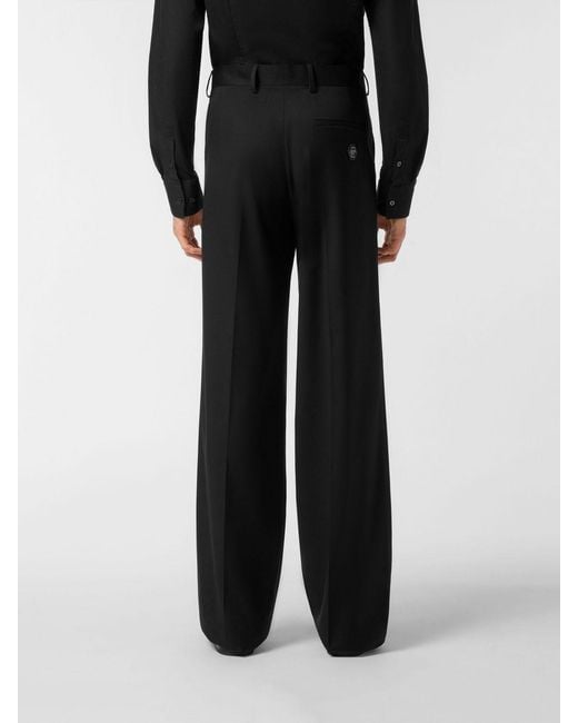 Philipp Plein Black Twill Tailored Trousers for men
