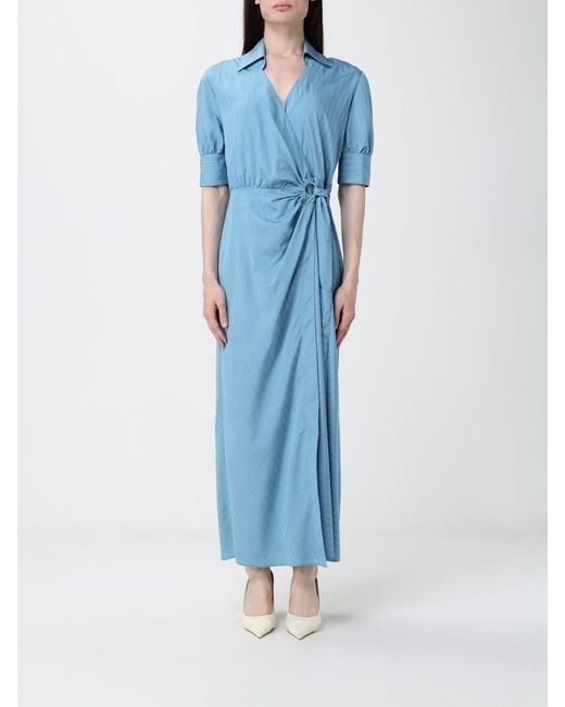 Pinko Blue Striped Cotton Shirt Dress
