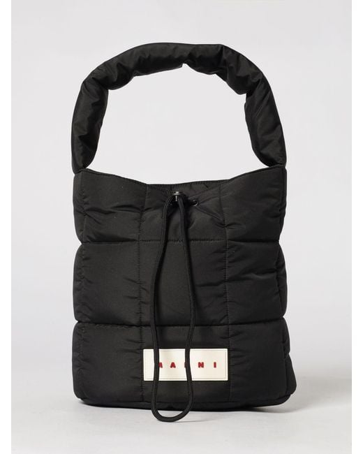 Marni Black Quilted Nylon Bucket Bag