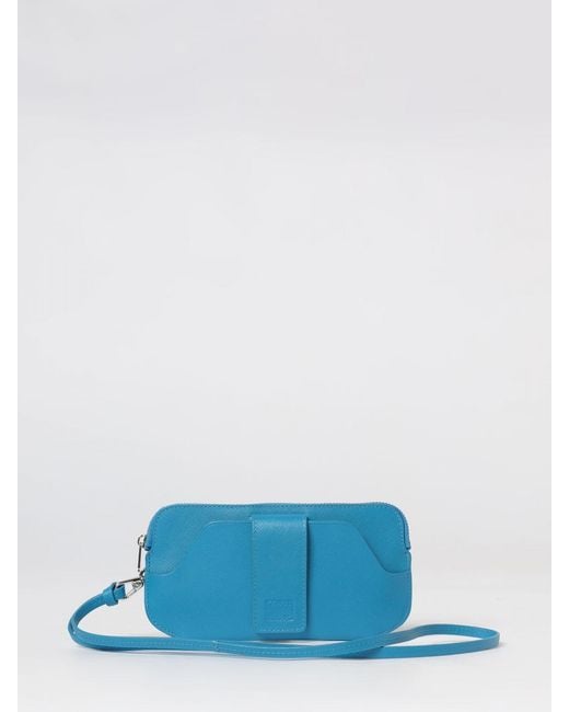 Paul Smith Blue Saffiano Calf Leather Crossbody Bag With Removable Strap for men