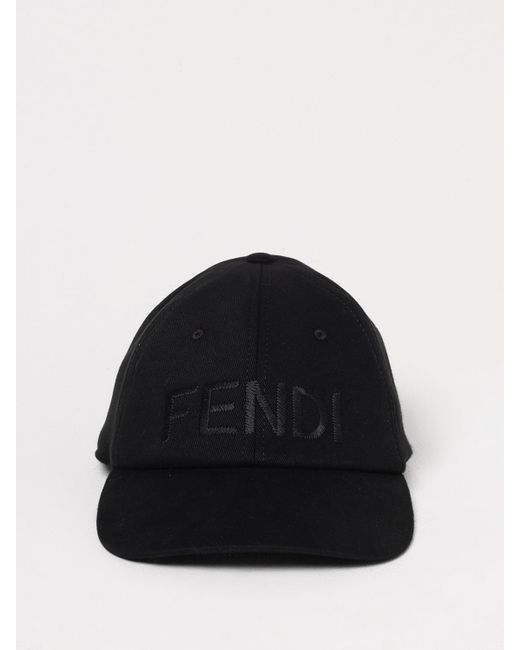 Fendi Black Embroidered Logo Baseball Cap for men